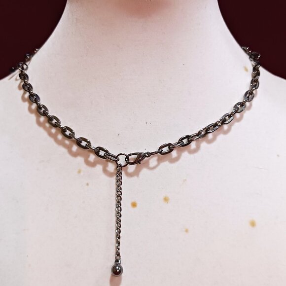 Handmade Gunmetal Rings Black Hematite Bead Bib Statement Necklace Tassel Fringe - Picture 8 of 12